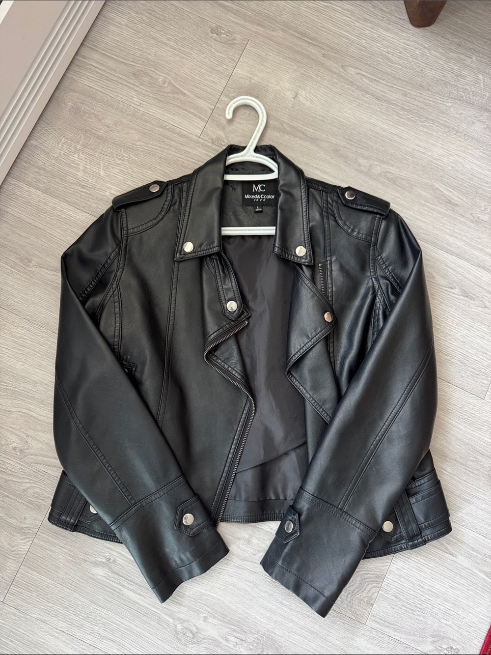 Mixed&Color Black Moto Jacket Size Large